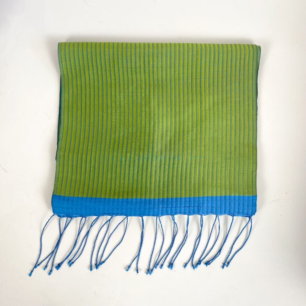 Vintage Scarf Carol Cassidy Green & Blue Silk Scarf Long